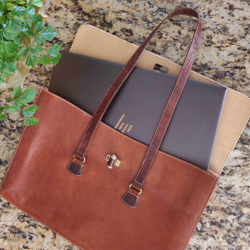 Furla Vintage Croc leather rare laptop bag